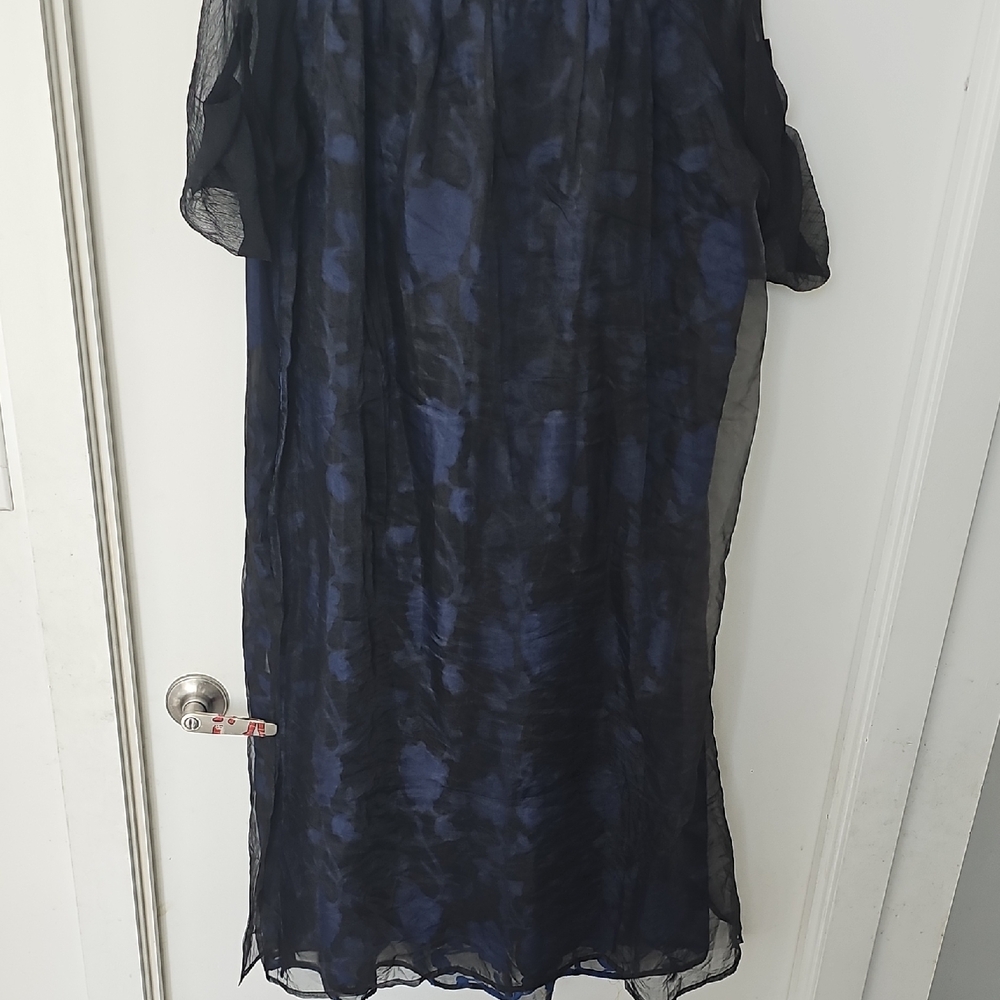 Sheer Black and Blue Lace Chiffon Dress - Picture 6 of 8